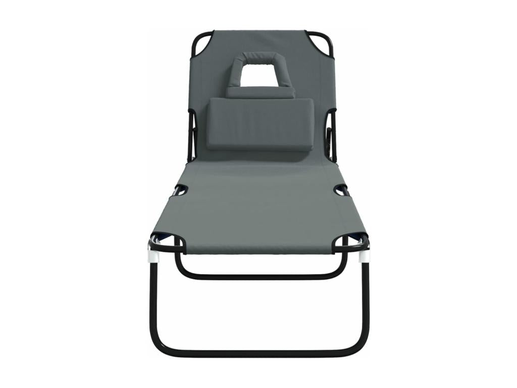 Chaise longue pliante gris Zensova acier enduit de poudre GBOU92582