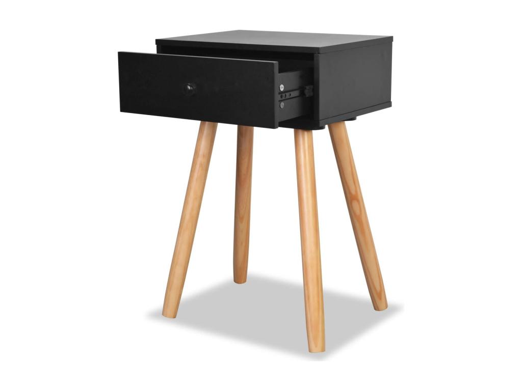 Table de chevet 2 pièces Bois de pin massif 40x30x61 cm Noir FAGR45748