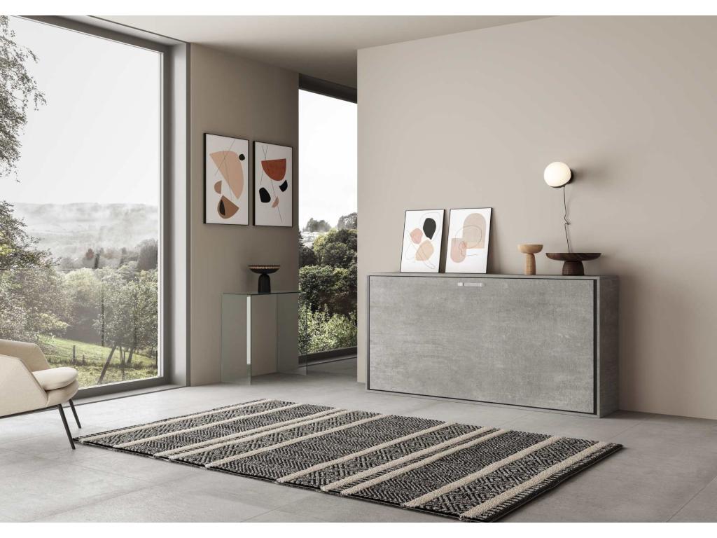 Lit escamotable horizontal 1 couchage 85 Lumenao avec matelas Gris Béton DLGY12731