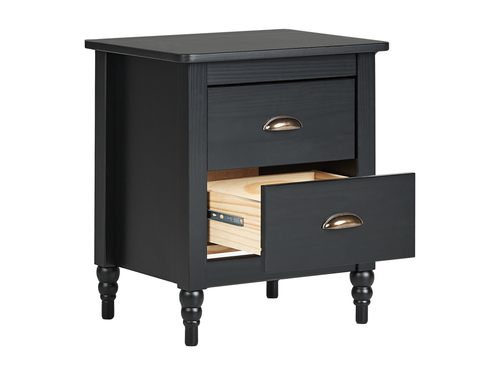 Table de nuit à 2 tiroirs Lumenao Bois Noir UFKA59355