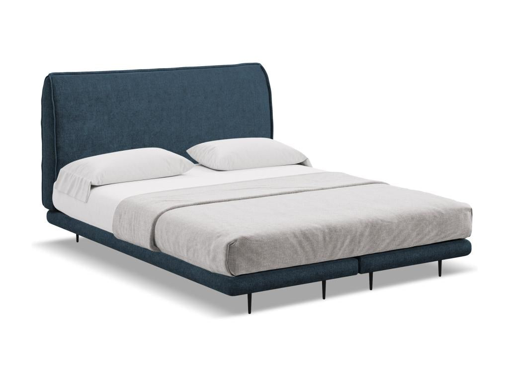 Lit capitonné matelas en tissu bouclette 160x200 - bleu Lumenao EGNG27267