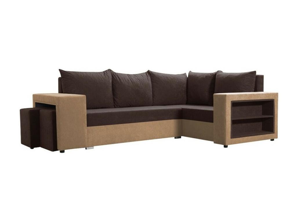 Canapé d'angle Lumenao 103 Marron Fonction de couchage Boîte de literie 250x162x85cm UFBD72975