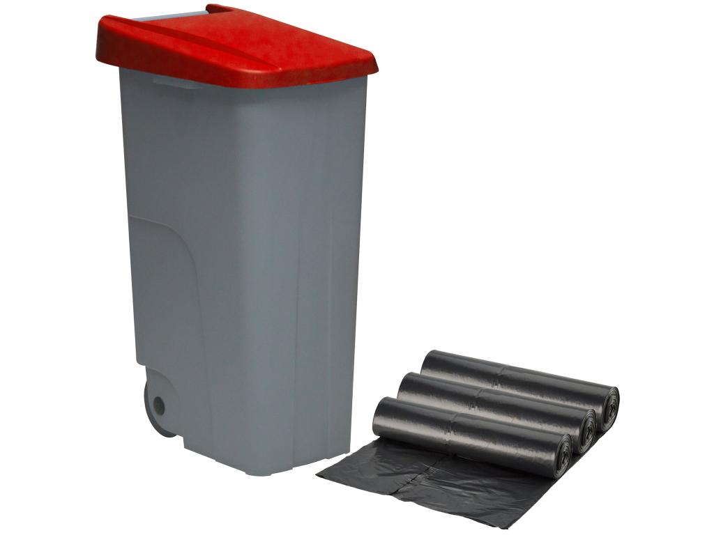 Recycler le conteneur 110 litres fermé 3x sacs à ordures de 10 unités L57 P 42 H88 TGYG10960