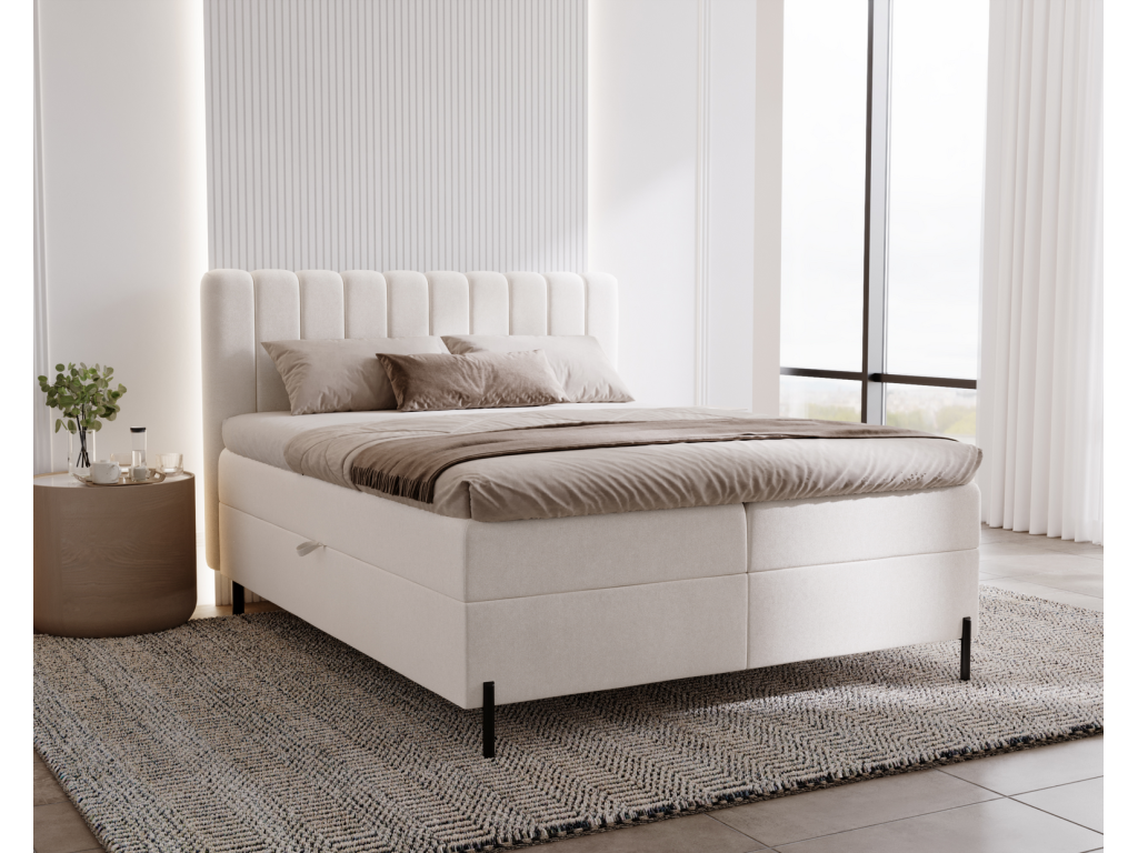 Lit adulte 180x200 Zensova - Lit vec Rangement et Matelas Ressorts ensachés Lit Crème Zensova 10 UFXL44370