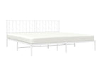 Cadre de lit métal avec tête de lit blanc 200x200 cm JKQS18264