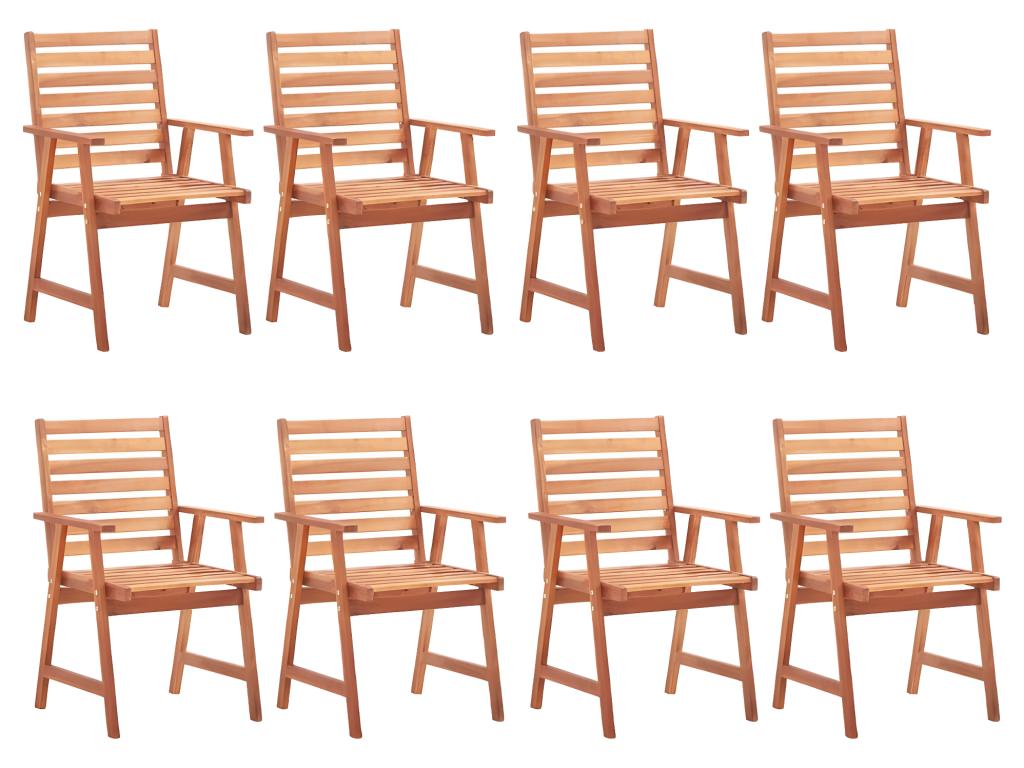 Chaises à manger d'extérieur lot de 8 et coussins Lumenao massif FETE60563