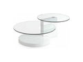 Table basse ronde plateau verre trempé et pieds bois laqué blanc Zensova-Couleur Soufre TDTQ02321