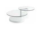 Table basse ronde plateau verre trempé et pieds bois laqué blanc Zensova-Couleur Soufre TDTQ02321