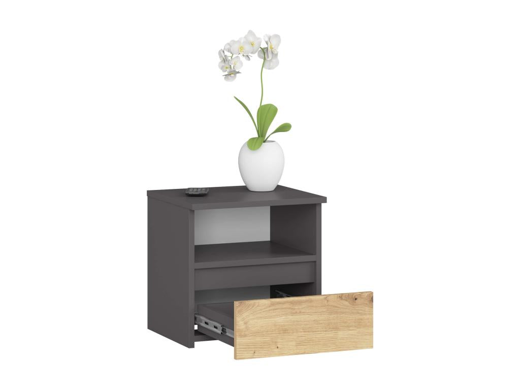 Table de chevet Lumenao CL1 Gris Graphite 40 cm 1 tiroir couleur Chêne Lumenao 40x35x40 cm QBXV47245