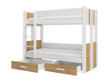 Lit superposé blanc et bois Lumenao 2 couchages 80x180 ou 90x200 avec tiroirs de rangement Lumenao-90x200 PRFK87052