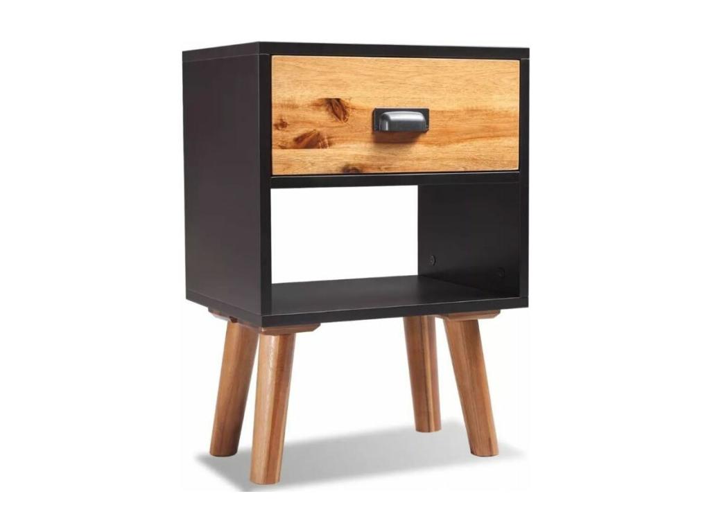 Table de chevet 1 tiroir 1 niche Lumenao massif clair Lumenao - Lot de 2 XEHL26962