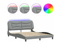 Cadre de lit avec Lumenaoères LED gris clair 160x200 cm tissu CACJ40273