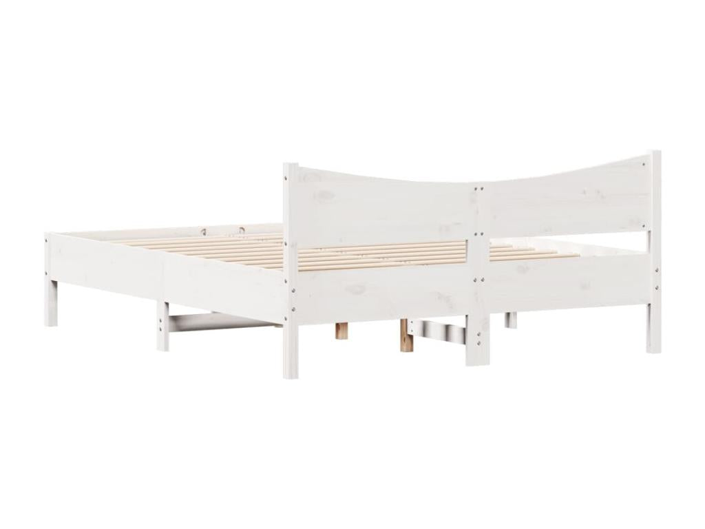 Cadre de lit avec tête de lit blanc 150x200 cm bois pin massif DYUE33247