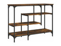Table console avec étagères chêne fumé 100x35x75 cm JDEU76495