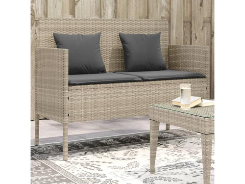 Banc de jardin avec coussins gris clair résine tressée MWFZ29856