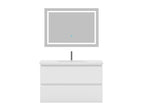 Ensemble meubles salle de bain 80cm simple vasque miroir Blanc - Lumenao WIIV37097