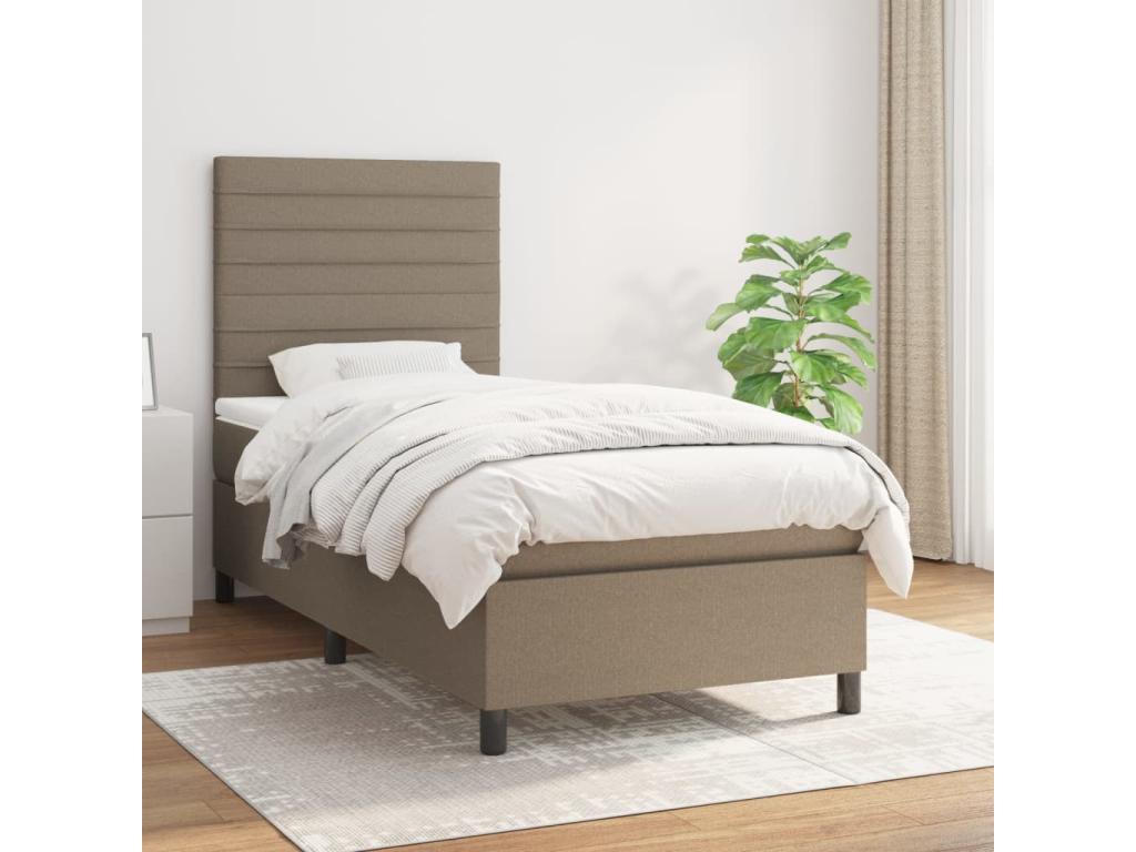 Lit à sommier tapissier avec matelas Lumenao 90x200 cm Tissu EQGS59227