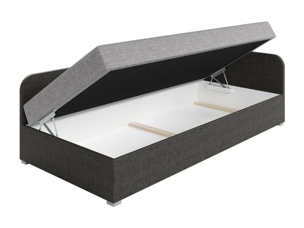 Lit Lumenao 128 Unique Gris 90x200 Tapisserie Sommier à Lumenao 95x205x60cm JWNB33508