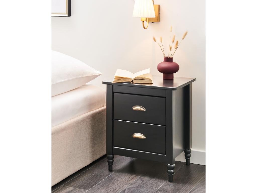 Table de nuit à 2 tiroirs Lumenao Bois Noir UFKA59355