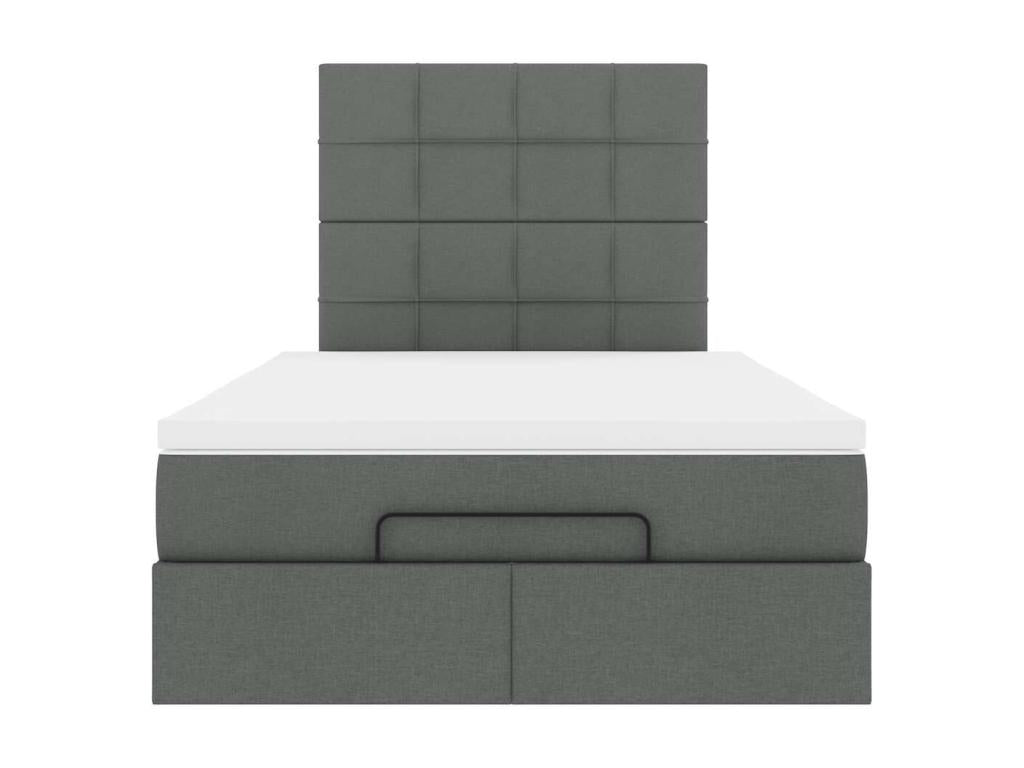 Cadre de lit Lumenao avec matelas gris foncé 120x190 cm tissu LTNC48307