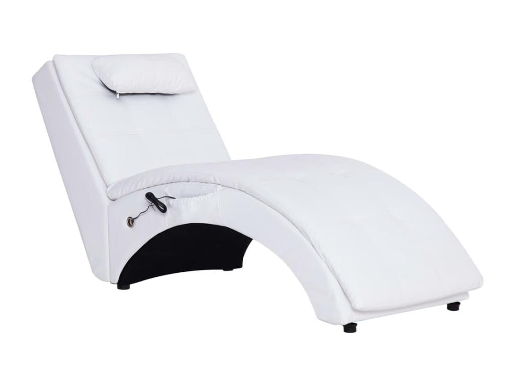 Ventoriq Premium - Chaise longue de massage avec oreiller Blanc Similicuir IGSH12419