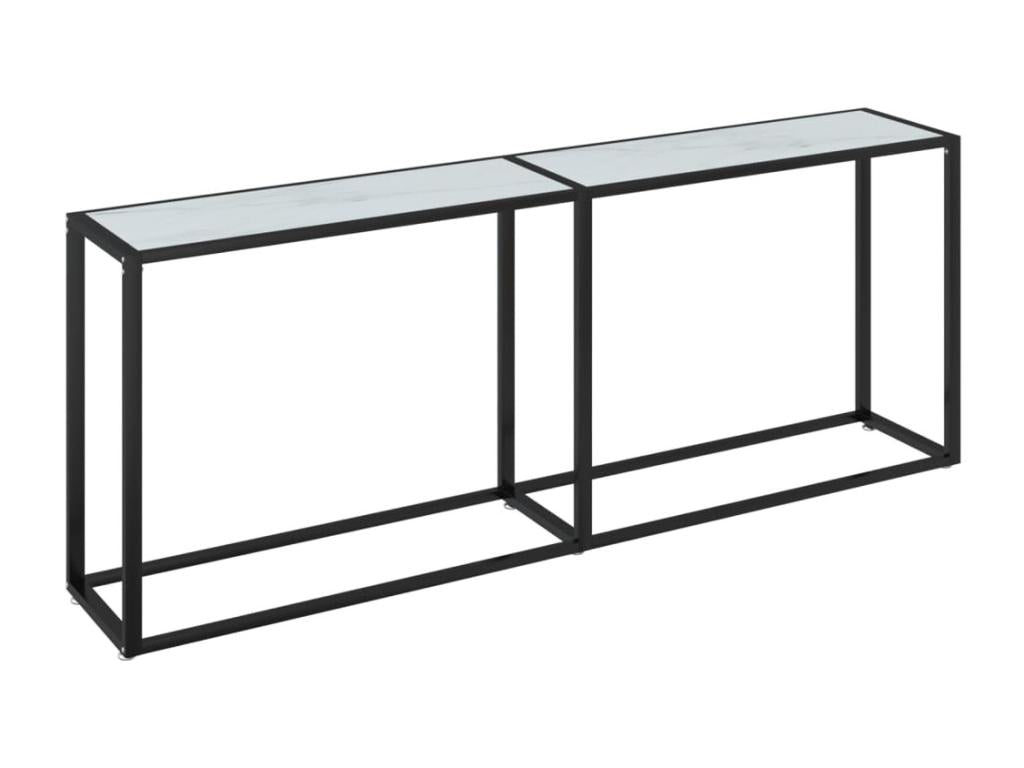 Table console Marbre blanc 200x35x75,5 cm Verre trempé OKVC13930