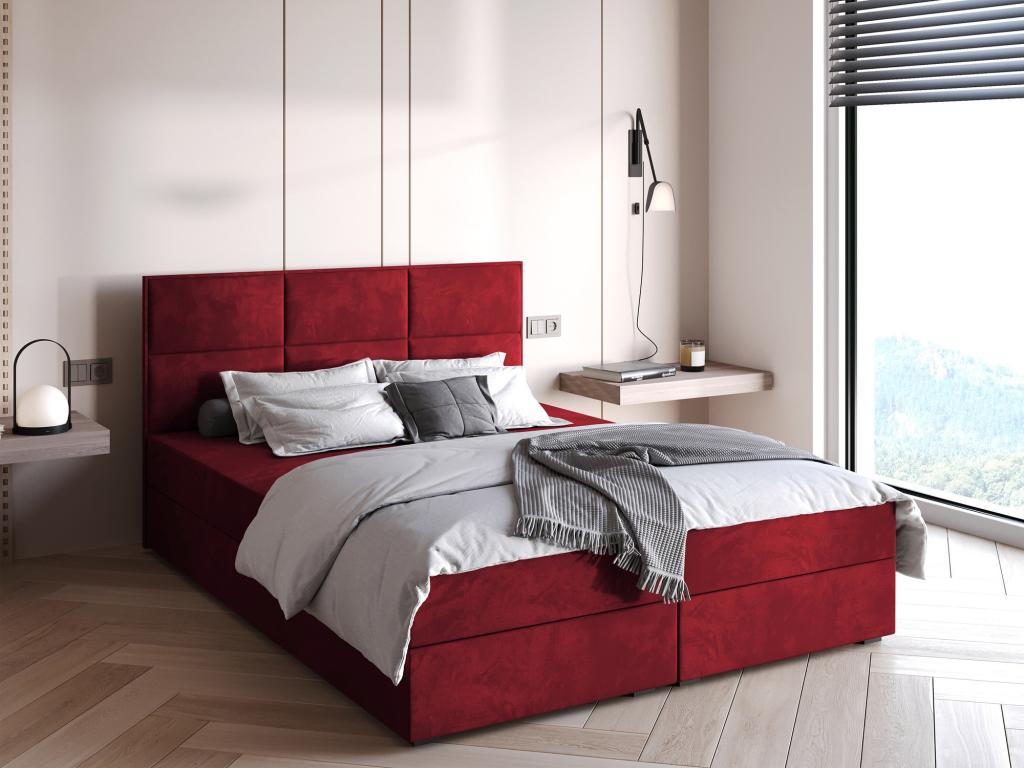 Lit continental Zensova 103 Double Continental Rouge 160x200 Tapisserie 160x209cm VTKT72353