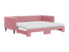 Lit de jour avec gigogne et matelas rose 90x200 cm velours DYHB99567