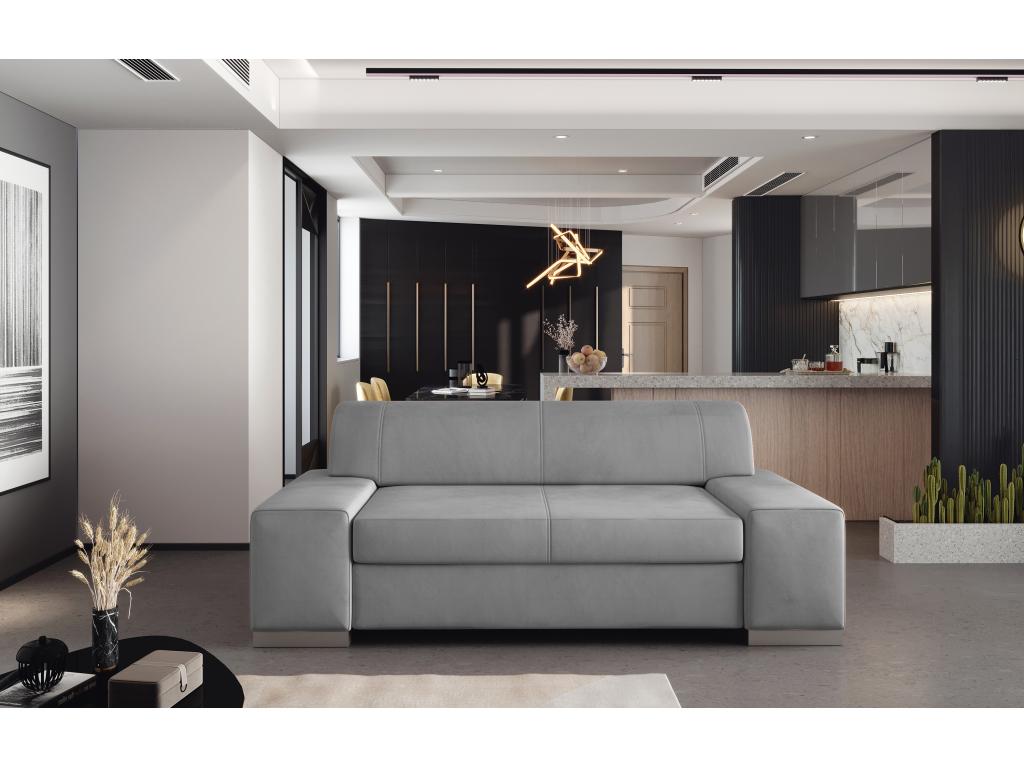 Canapé minimaliste 2-3 places velours gris clair Lumenao 190cm DBLI38092