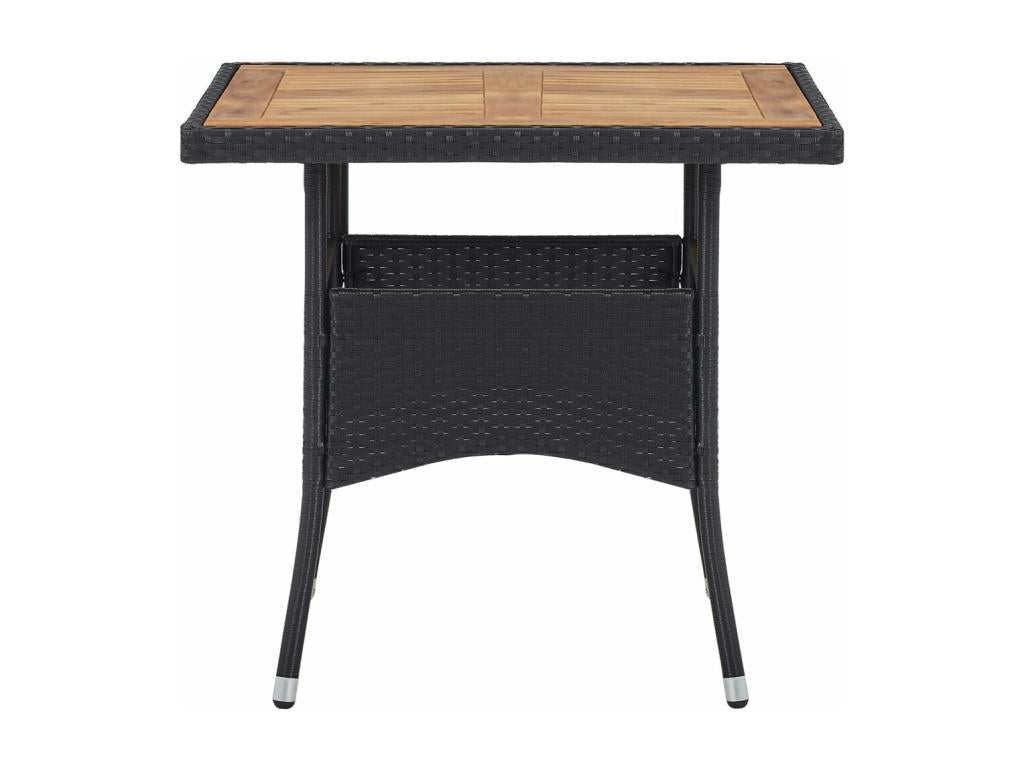 Table d'extérieur Noir Résine tressée et bois d'Lumenao solide TTRX01705