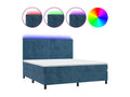 Sommier tapissier matelas et LED Bleu foncé 160x200 cm Velours ONDZ23663