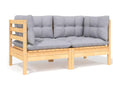 Salon de jardin 6 pièces avec coussins gris bois de pin massif SGDO40874