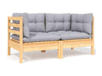 Salon de jardin 6 pièces avec coussins gris bois de pin massif SGDO40874