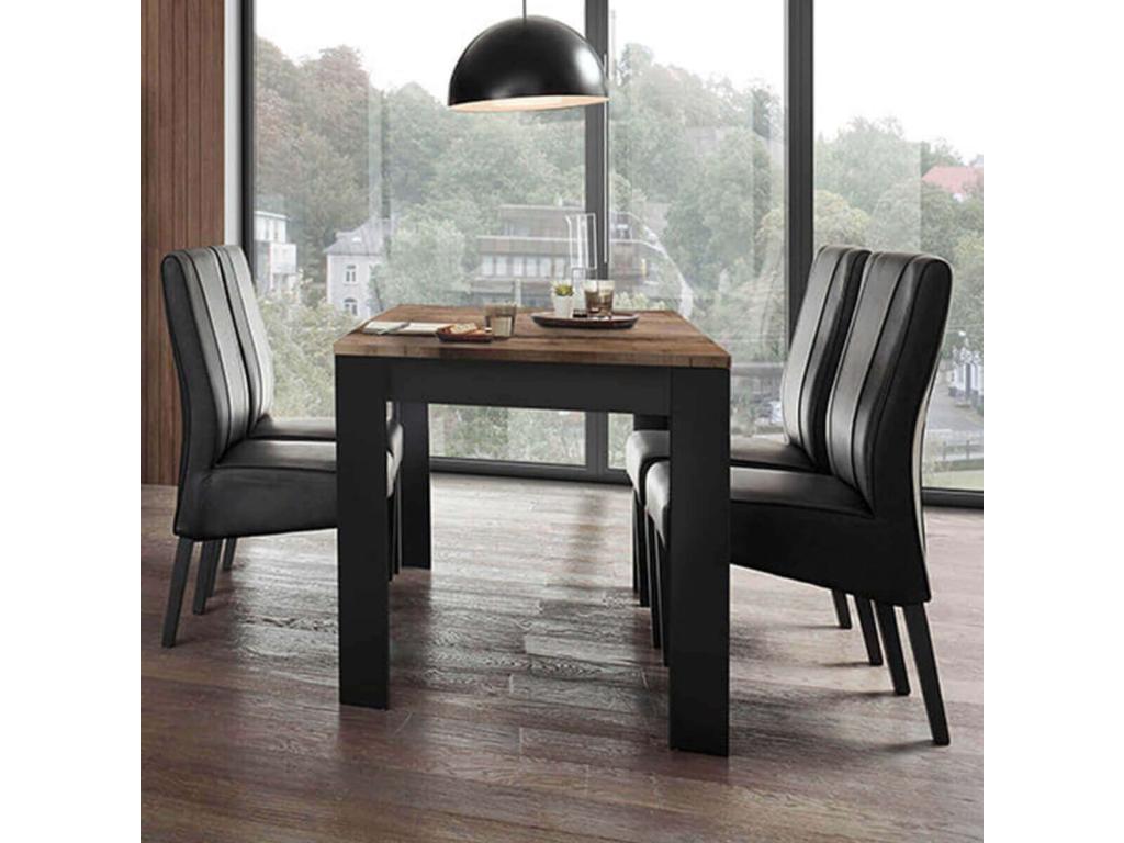 Lumenao - Table Repas 180cm Noir Mat Plateau Aspect Bois Lumenao YWBU67070