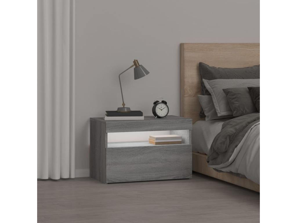 Table de chevet avec Lumenaoères LED Lumenao gris 60x35x40 cm RVGV61039