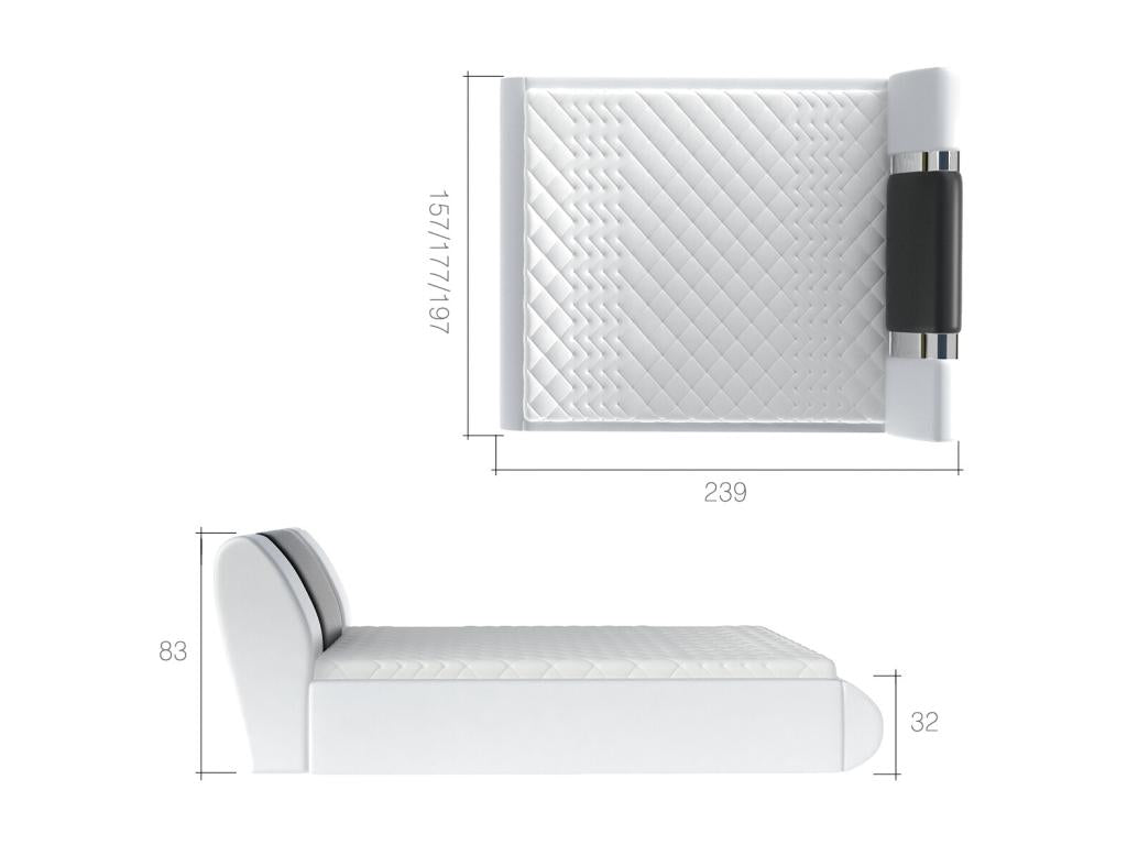 Lit coffre 140x200 simili gris-tissu gris foncé et métal chromé Lumenao ZKNX28225