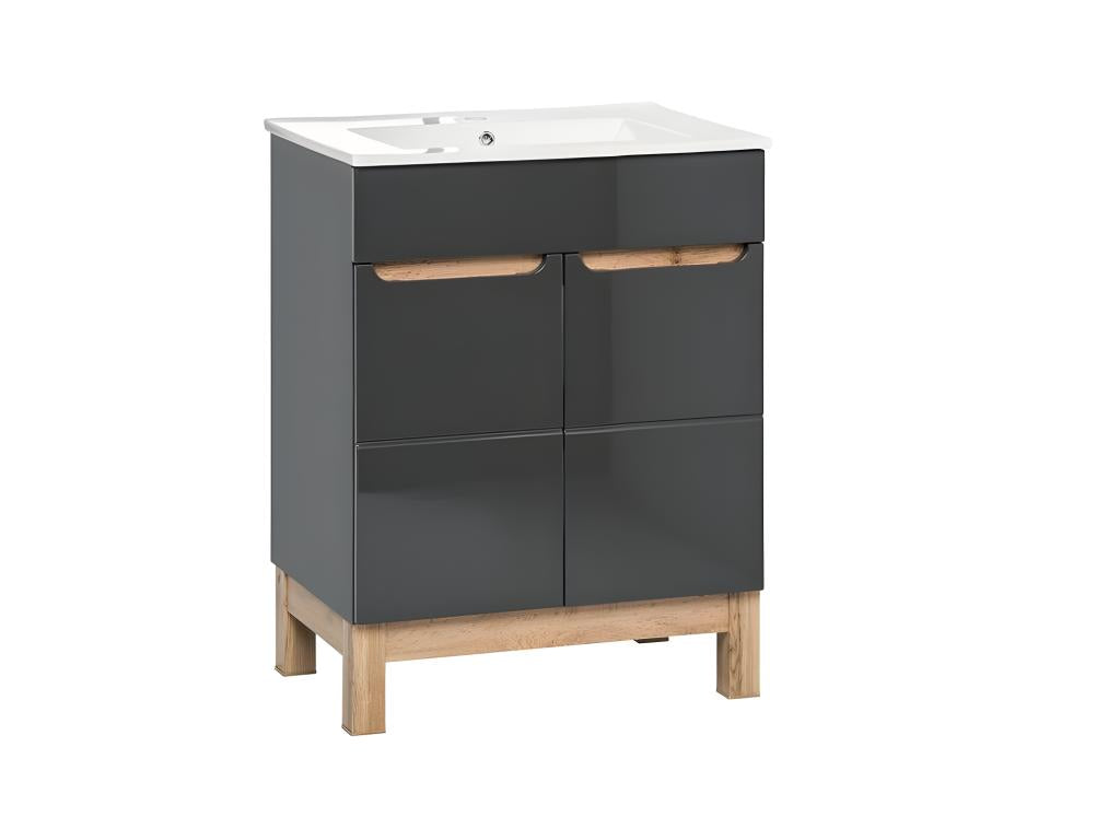 Meuble sous lavabo de salle de bain avec pieds - Zensova Brillant - L60-H84-P45.5 - Zensova RWUR64173