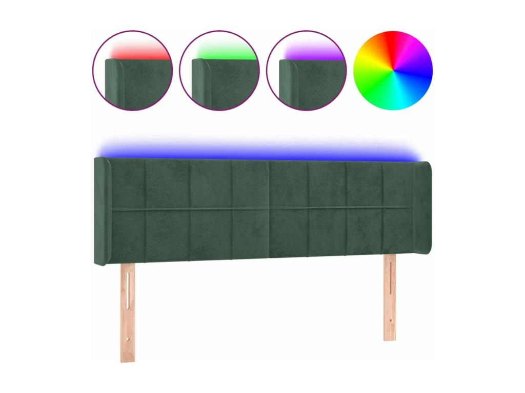 Tête de lit à LED Vert foncé 147x16x78/88 cm Velours PBAW95487