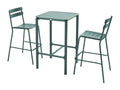 Table haute de terrasse avec 2 chaises en aluminium vert foncé BXVR86080