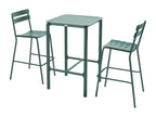 Table haute de terrasse avec 2 chaises en aluminium vert foncé BXVR86080