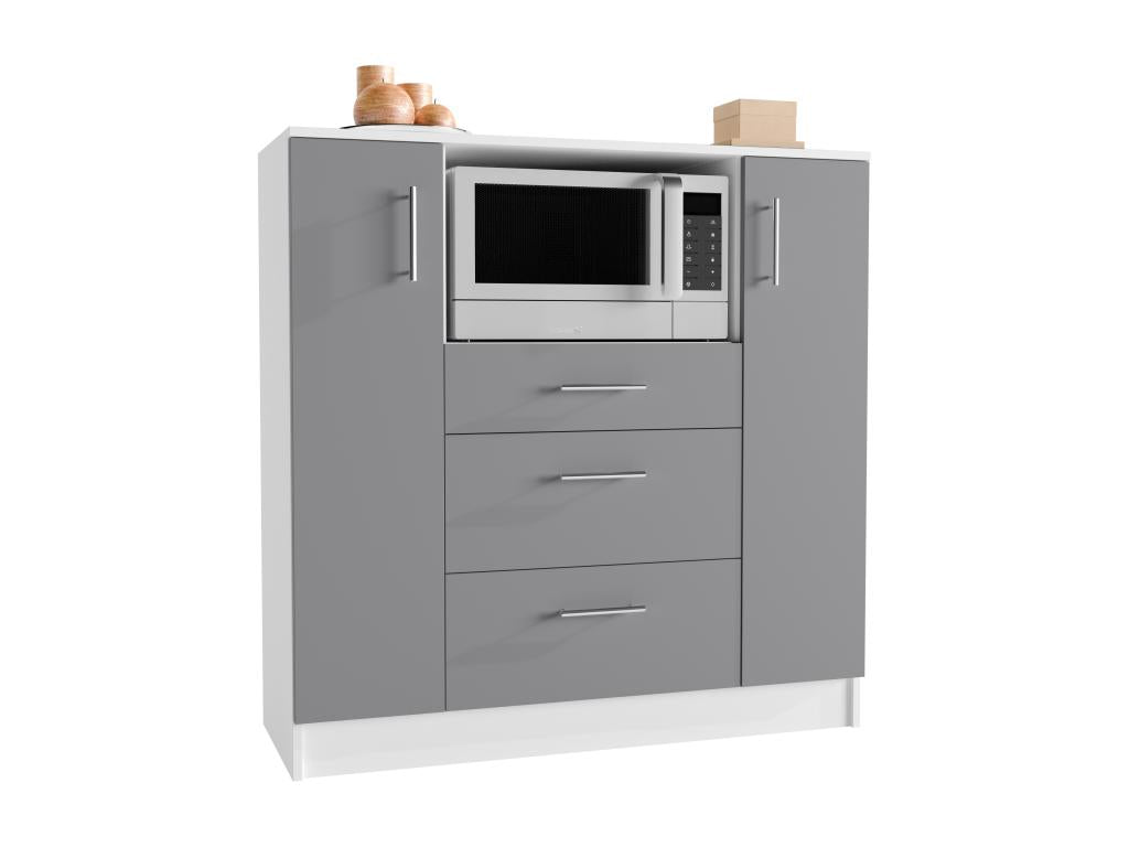 Lumenao Armoire de cuisine Tiroir Meuble bas de cuisine Micro-ondes Lumenao Blanc / Anthracite  YKKZ04041