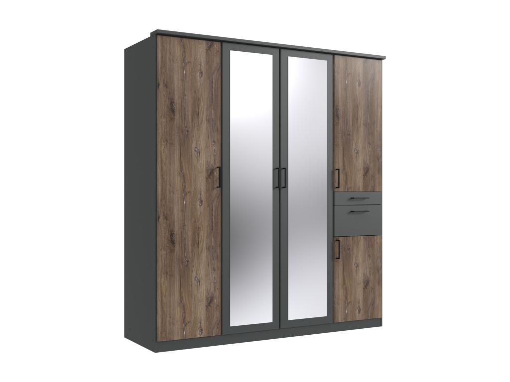 Armoire meuble de rangement coloris imitation chêne Flagstaff rechampis graphite WWOG55840