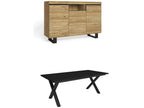 Ensemble de meubles de salon Table 200 Noire pieds X 10 convives Crédence / Buffet 140 Tall Chêne et Zensova Style Industriel MTSN33031