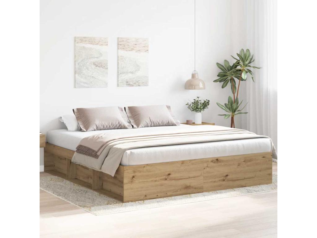Cadre de lit sans matelas chêne artisanal 200x200 cm SIBM20724