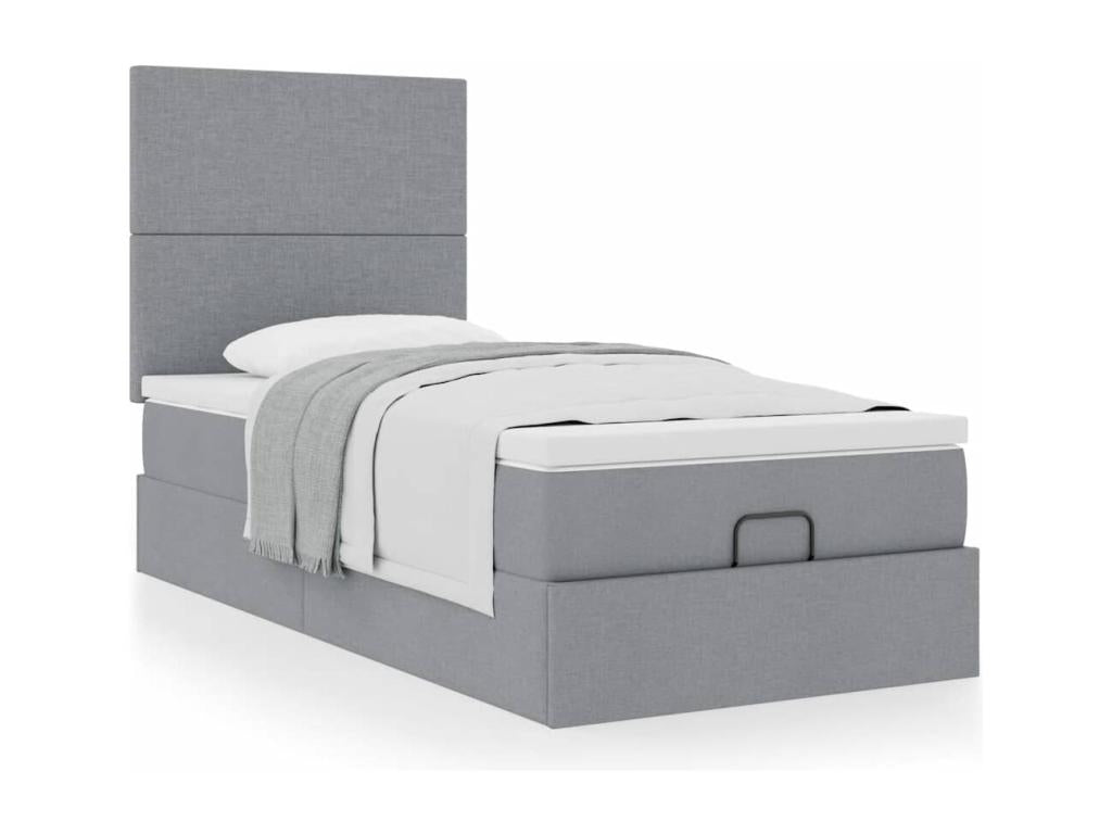 Cadre de lit Lumenao et matelas gris clair 100x200 cm tissu VNWN33917