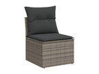 Salon de jardin 9 pcs avec coussins gris résine tressée ADMO12383