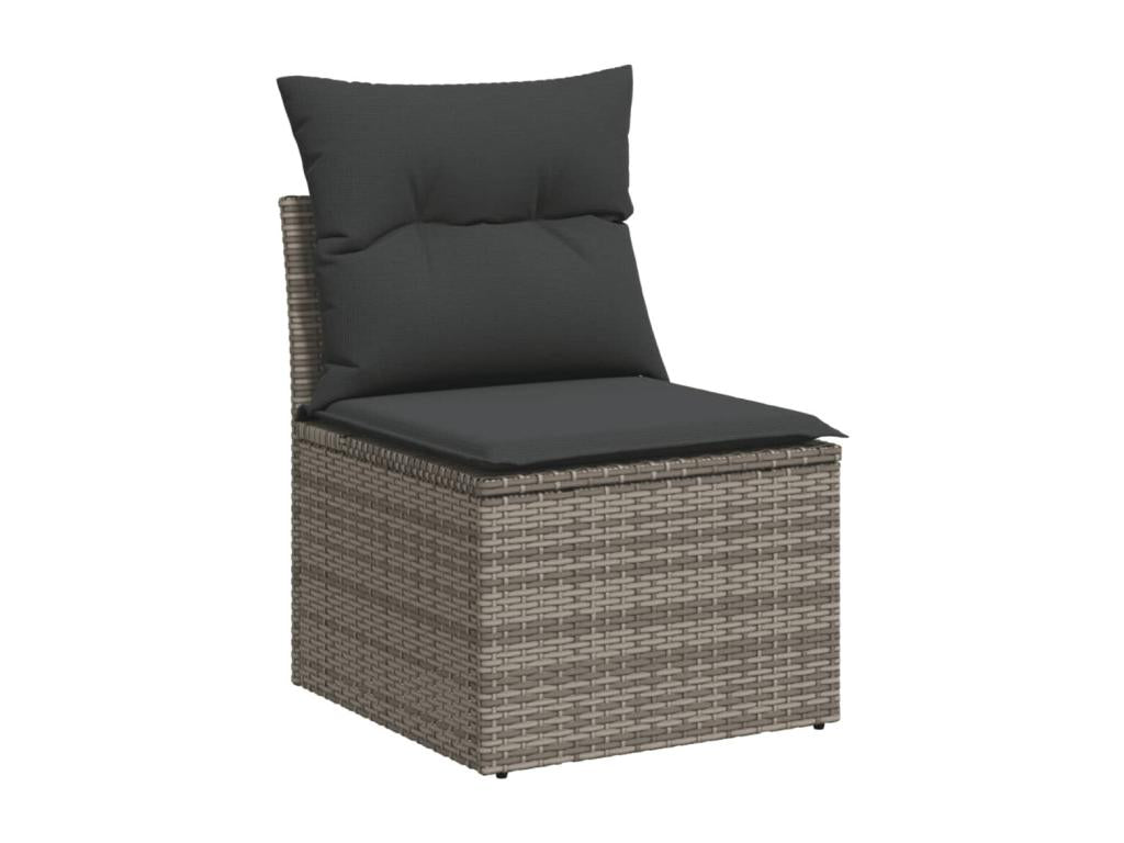 Salon de jardin 9 pcs avec coussins gris résine tressée ADMO12383