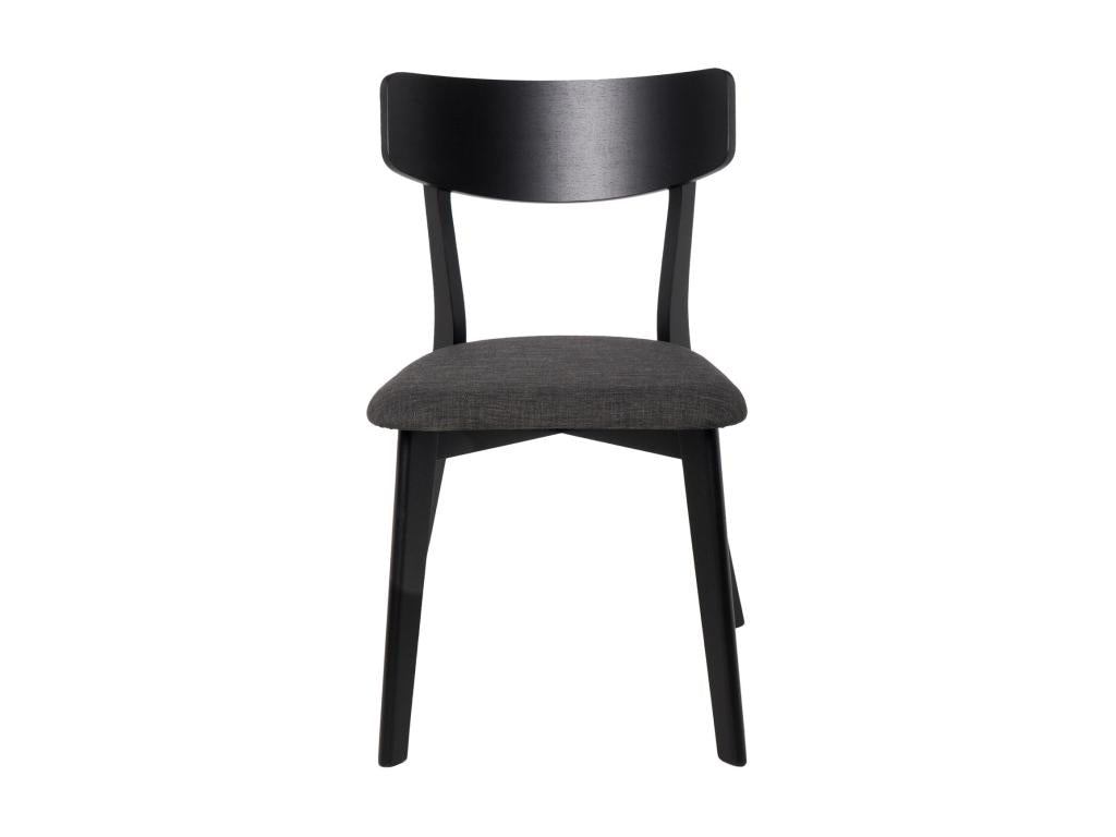 Chaise en bois massif noir et tissu noir Lumenao KJTB00658
