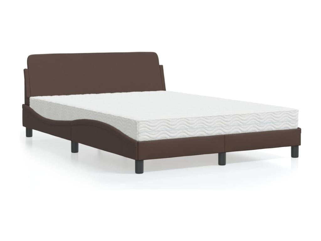 Lit avec matelas marron 140x200 cm similicuir FIPX11177