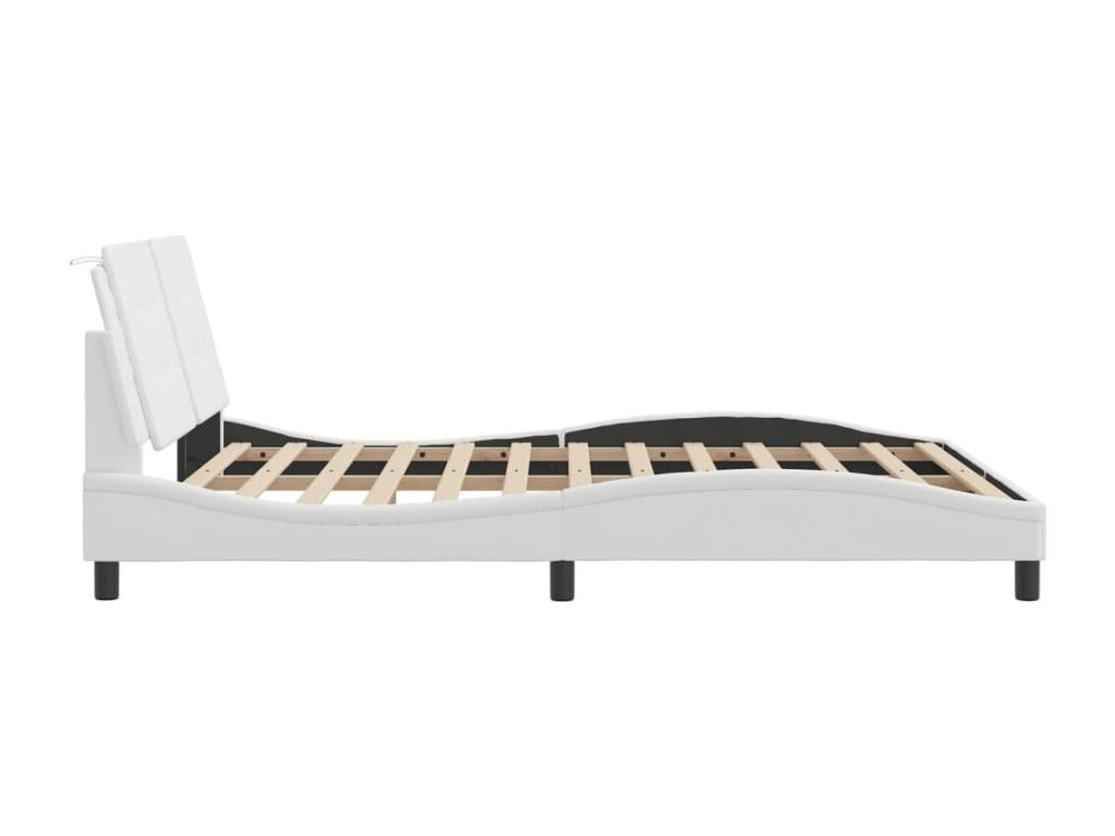 Cadre de lit avec tête de lit Blanc 160x200 Similicuir NOLN56908